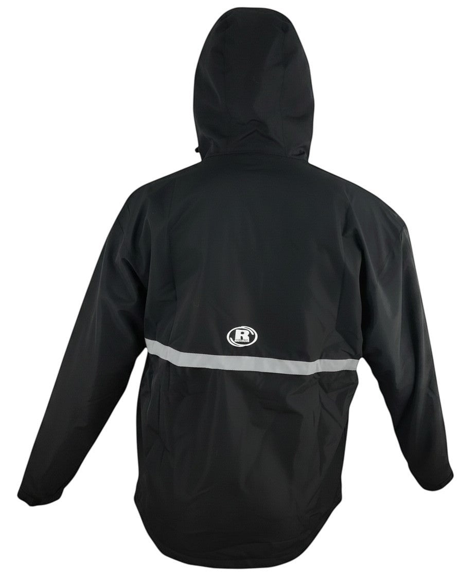 Ruggers Rugby Supply KooGa Canberra II black windproof jacket with hood and reflective back strip