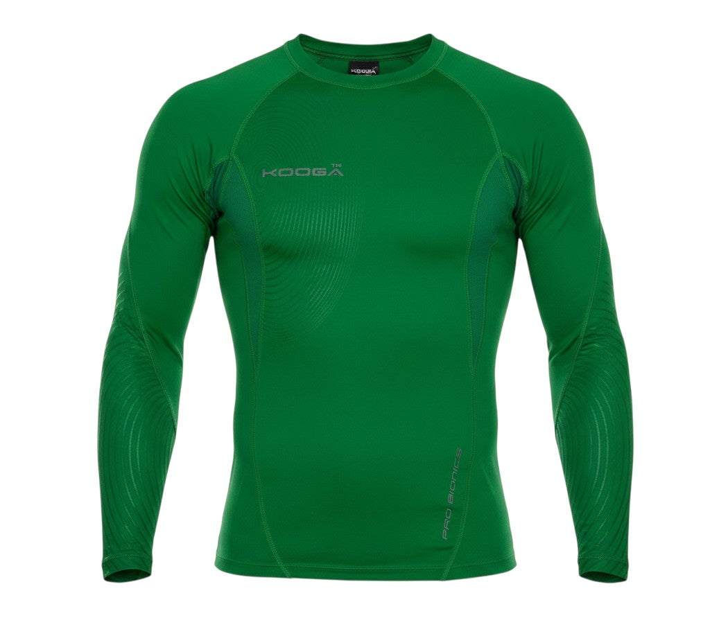 Ruggers Rugby Supply KooGa green long sleeve compression shirt with thermal lining and athletic graphic details.