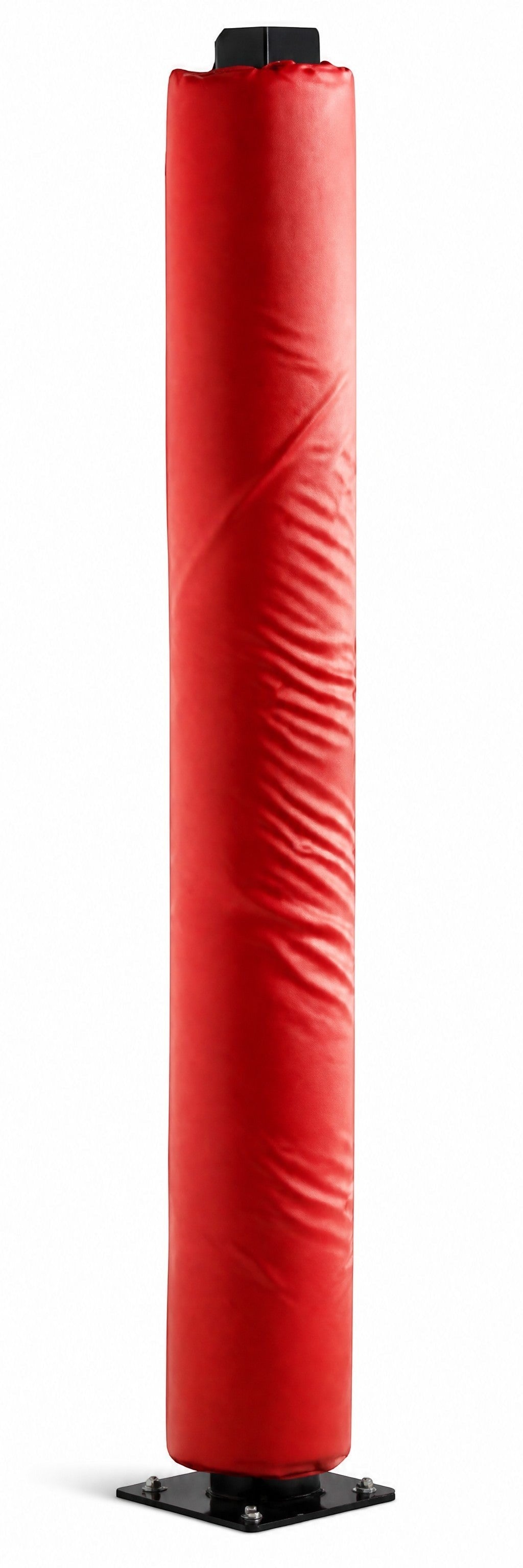Ruggers Rugby Supply red 6-foot tall foam goal post pad with durable PU cover and velcro straps for easy setup.
