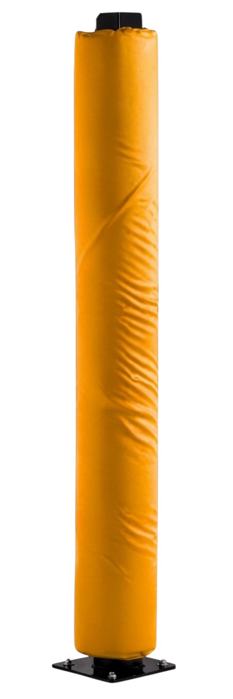 Ruggers Rugby Supply yellow economical goal post pad with 2-inch thick foam and durable PU cover for field safety.