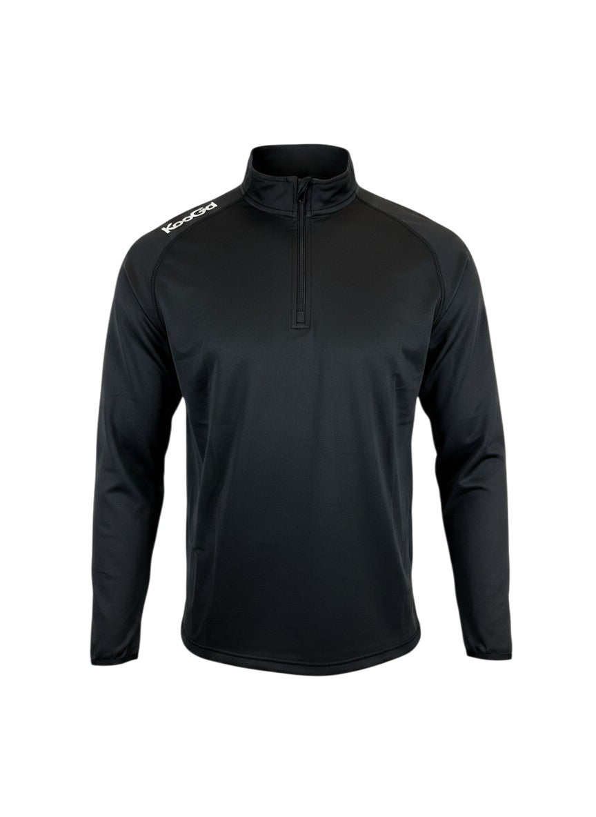 Ruggers Rugby Supply black KooGa performance quarter zip pullover with moisture-wicking stretch fabric.