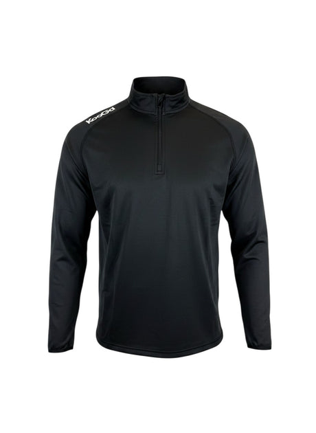 Ruggers Rugby Supply black KooGa performance quarter zip pullover with moisture-wicking stretch fabric.