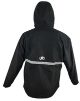 Ruggers Rugby Supply KooGa Canberra II black windproof jacket with hood and reflective back strip
