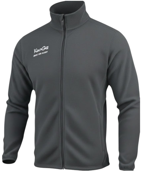 Ruggers Rugby Supply blue KooGa Tundra fleece jacket with full zip, high collar, and textured fabric finish.