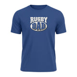 Ruggers Rugby Supply blue tri-blend t-shirt with white and blue Rugby Dad logo on the chest