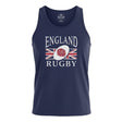 Ruggers Rugby Supply navy blue England Rugby tank top with white Union Jack and red rose graphic print