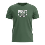 Ruggers Rugby Supply green tri-blend t-shirt with white Rugby Mom graphic logo on the chest