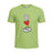 Ruggers Rugby Supply bright green t-shirt featuring a Peace Love Rugby graphic with a peace sign, heart, and ball.