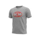 Ruggers Rugby Supply grey crew neck t-shirt with a distressed red Give Blood Play Rugby logo on the chest.