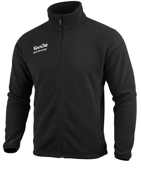 Ruggers Rugby Supply KooGa Tundra black full-zip fleece jacket with chin guard and chest logo space.
