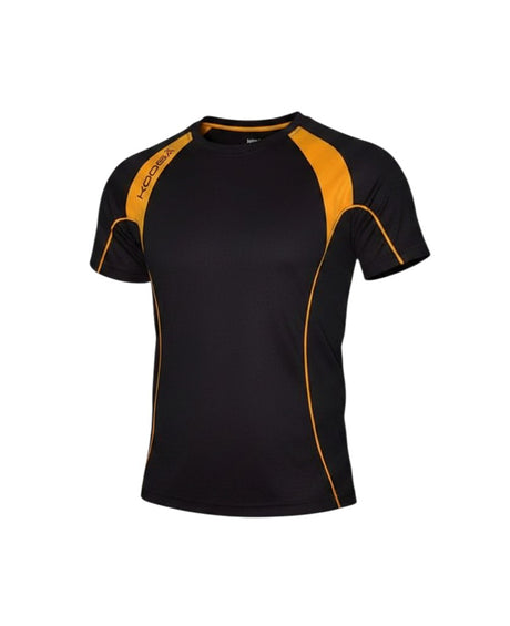 Ruggers Rugby Supply KooGa black and gold moisture-wicking performance training tee with athletic fit