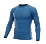 Ruggers Rugby Supply KooGa blue long sleeve thermal compression shirt with contrasting flatlock seams.