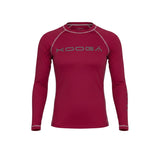 Ruggers Rugby Supply KooGa long sleeve thermal compression shirt in maroon with contrasting flatlock seams.