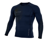 Ruggers Rugby Supply KooGa long sleeve compression shirt in navy blue with thermal lining and graphic detailing.