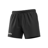 Ruggers Rugby Supply KooGa ProK black rugby shorts with moisture-wicking fabric and rubberized waistband.
