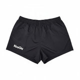 Ruggers Rugby Supply black KooGa ProK rugby shorts with side pockets and moisture-wicking fabric