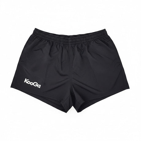 Ruggers Rugby Supply black KooGa ProK rugby shorts with side pockets and moisture-wicking fabric