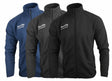 Ruggers Rugby Supply KooGa Tundra full zip fleece jackets in blue, grey, and black with chin guards and chest logos.