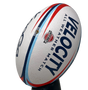 Ruggers Rugby Supply KooGa Velocity match rugby ball in white with blue and red graphic accents