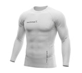 Ruggers Rugby Supply KooGa white long sleeve compression shirt with Pro-Bionics thermal technology and graphic details.