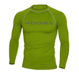 Ruggers Rugby Supply KooGa lime green long sleeve thermal compression shirt with contrasting flatlock seams.