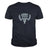 Ruggers Rugby Supply navy blue cotton t-shirt with vintage white graphic print featuring a rugby trophy and text.