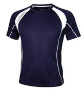 Ruggers Rugby Supply KooGa navy and white moisture-wicking performance training tee with athletic fit.