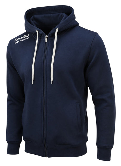 Ruggers Rugby Supply navy KooGa Pro full zip hoody with white drawstrings and shoulder logo