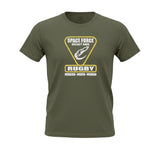 Ruggers Rugby Supply olive green unisex tri-blend t-shirt featuring a Space Force Select Side rugby graphic logo.