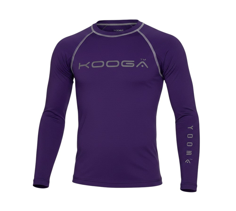 Ruggers Rugby Supply KooGa purple long sleeve thermal compression shirt with contrasting flatlock seams.