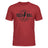 Ruggers Rugby Supply red tri-blend t-shirt featuring a black Ruck and Roll High Voltage graphic design