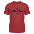 Ruggers Rugby Supply red tri-blend t-shirt featuring a black Ruck and Roll High Voltage graphic design