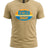Ruggers Rugby Supply tan crew neck t-shirt with a vintage-style oval graphic featuring Retro Rugby text