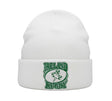 Ruggers Rugby Supply white cuffed beanie with green Ireland Rugby embroidery for gameday wear.