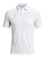 Ruggers Rugby Supply white Under Armour moisture-wicking polo shirt with a rib knit collar and retail fit