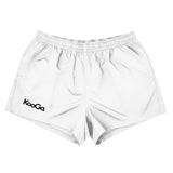 Ruggers Rugby Supply white KooGa ProK rugby shorts with side pockets and a rubberized waistband for referees.