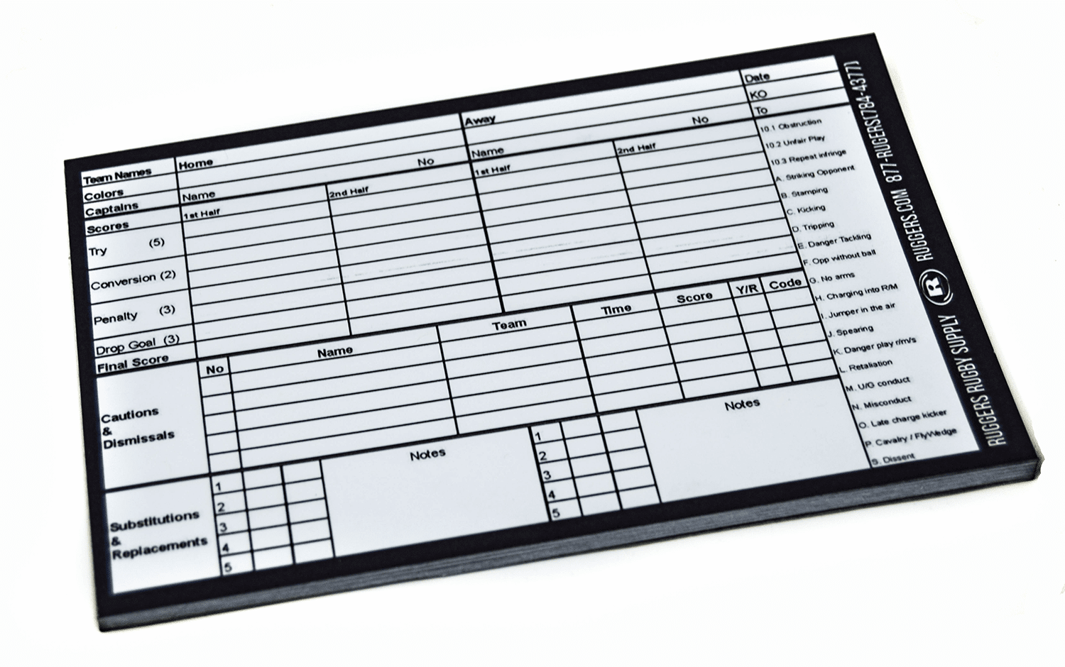 Accessories - Ruggers Rugby Referee Scoring Pad