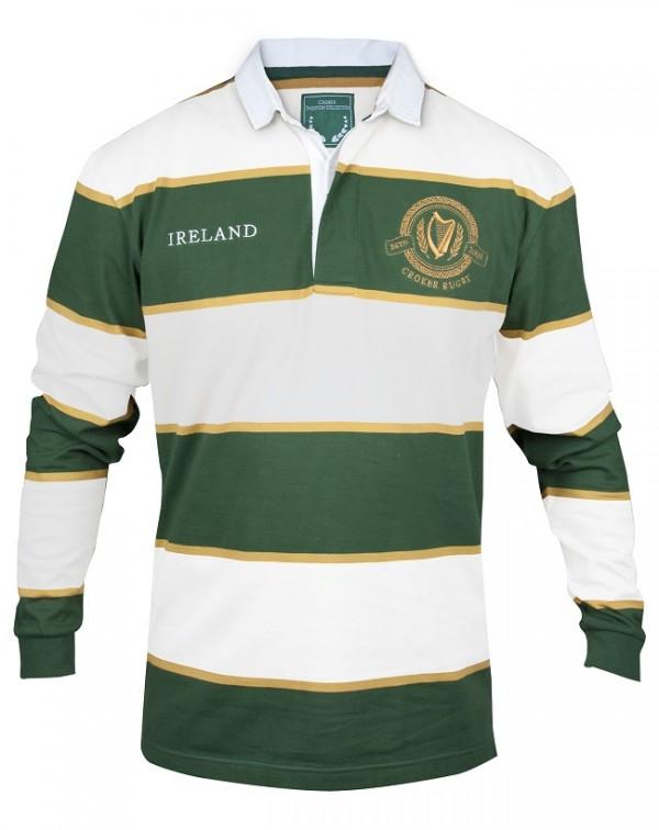 Croker Green & White Striped Ireland Rugby Jersey