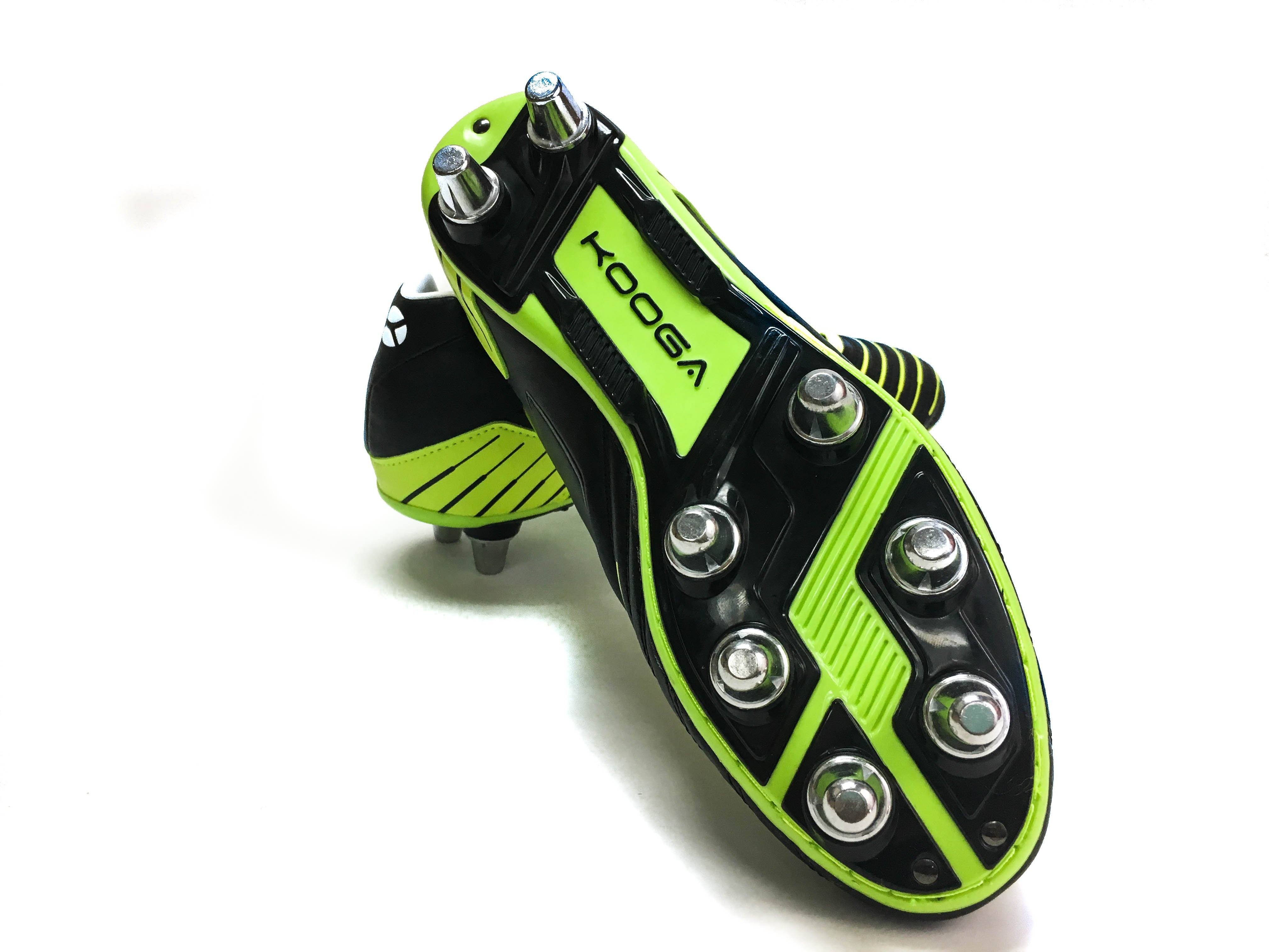 Kooga Advantage Rugby Boot Black Lime 10